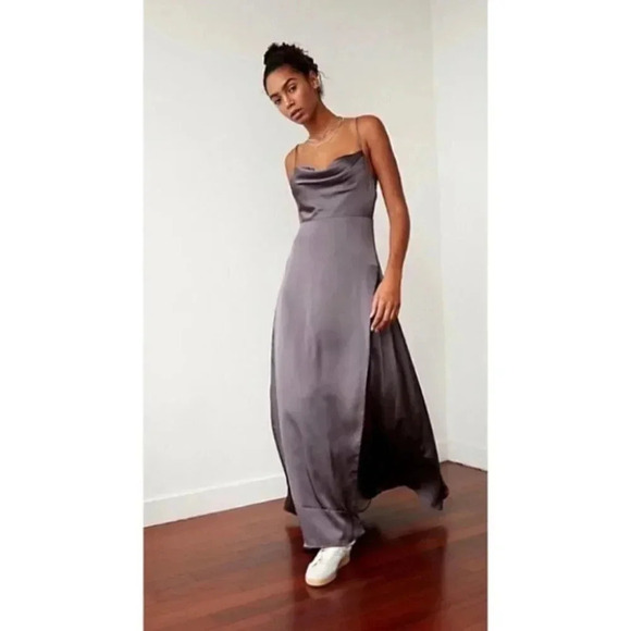 NWT Free People x Fame & Partners Rosabel Maxi Dress Cocktail Satin Long Cowl
